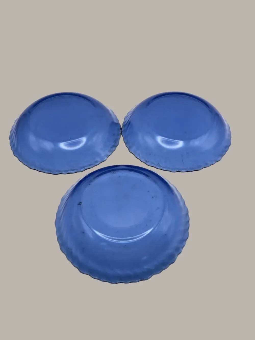 Vintage Arcoroc France Cobalt Blue Swirl Glass Bowls Set of 3 - 7